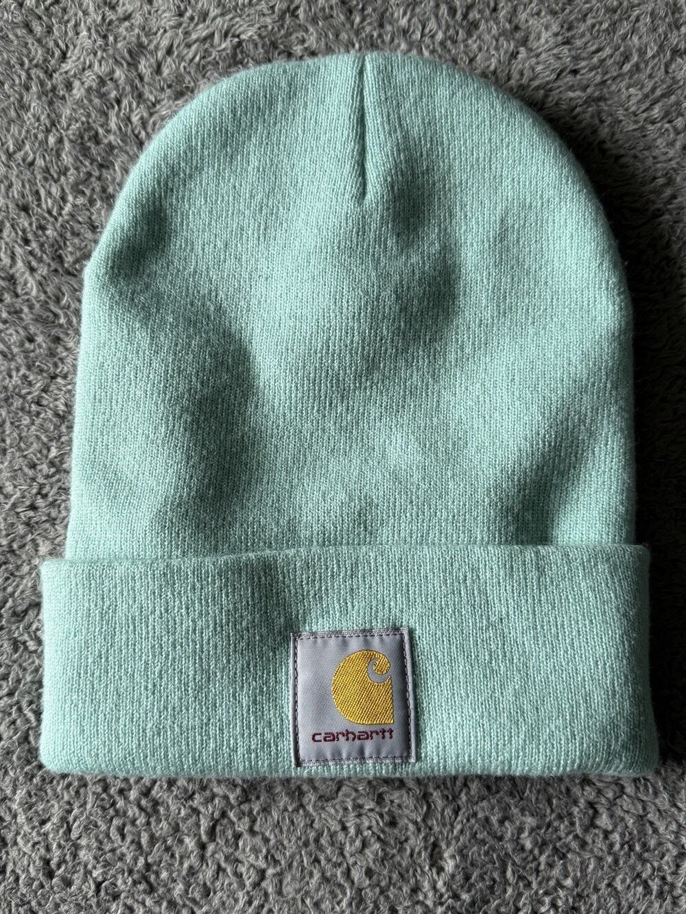 Carhartt A18 HC8 Watch Hat Beanie Mint Green Acrylic Knit Cuffed Logo OS